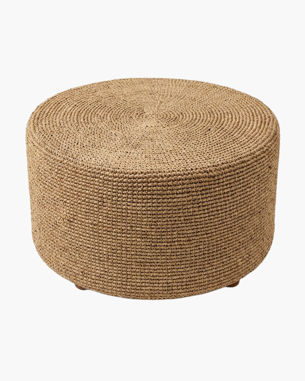 Puff Redondo de Fibra Natural Tejida